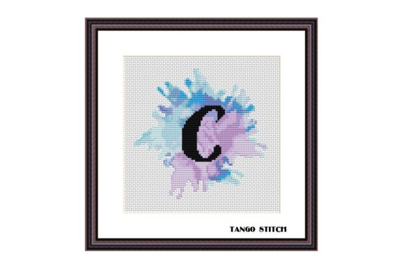Reviewing Letter C Blue Watercolor Cross Stitch for Holiday Sales
